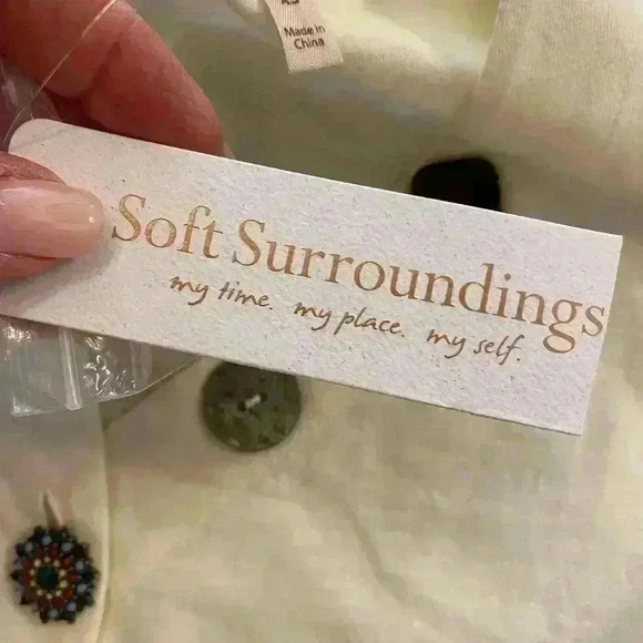 Soft Surroundings Women’s Sleeveless Delia Buttons Cotton V-Neck Tank NEW XS-S - Picture 11 of 13